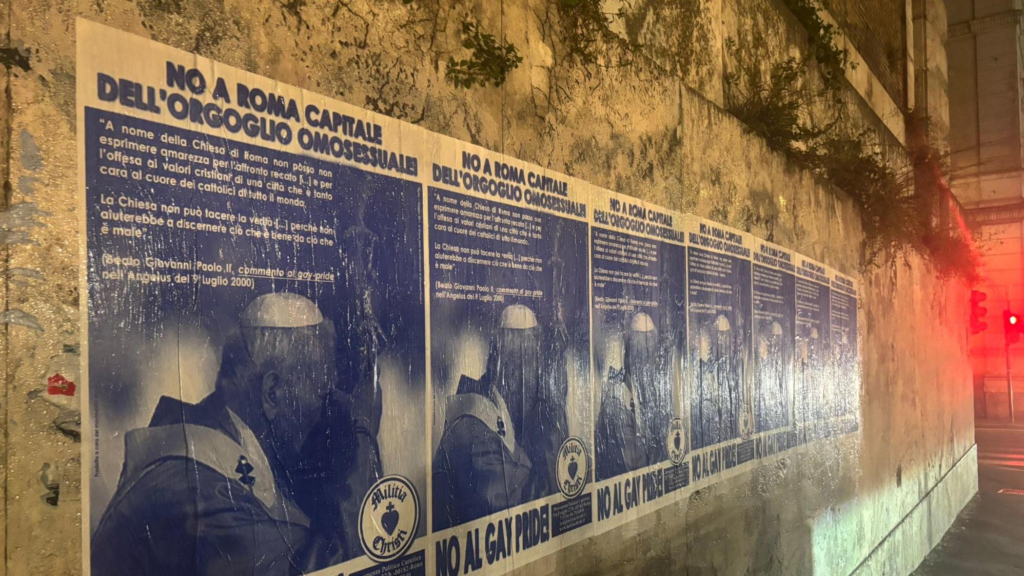 manifesti militia christi contro pride roma